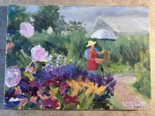 ENGLISH GARDEN Original Oil Painting By VIRGINIA ALBUTT