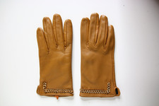 Primark darker brown leather gloves winter autumn gloves timeless gold chain