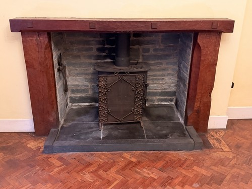 Solid timber fireplace