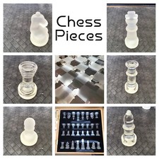 GLASS CHESS REPLACEMENT PIECES 16 Clear/Frosty/Board Available Choose Select #2