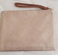 Caroline Gardner Rose Gold Metallic Clutch Bag Handbag Evening Purse