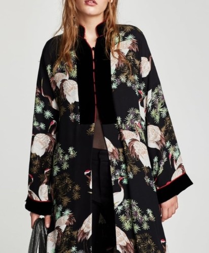 Zara woman crane print - woman, velvet