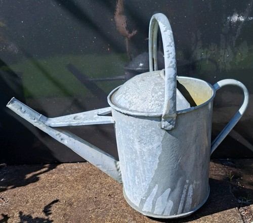 Vintage galvanised watering - galvanised,