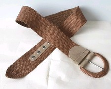 M&S Leather Belt Tan Brown Woven Suede Wide Portfolio Boho Waist 30 - 36" S