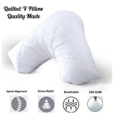 V Pillows Quilted Neck Back Maternity Support Hollowfibre Filled Cushion 74x34cm