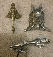 3xVintage ROVER Viking Head Silver Lady Jaguar Mascot Emblem Badge Ornament Car 