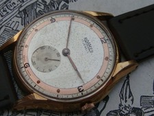 Roamer vintage mens Swiss GP watch 40s stunning patina copper ring & sub dial VG