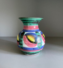 Tintagel Pottery vase, yellow dragon’s eye pattern, small posy vase, multicolour