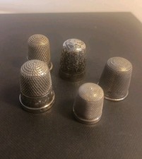 Antique silver thimbles - 5x,