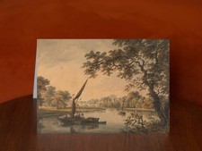 A Bridge over the Thames, with sailing barges in the foreground - A5 Card