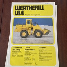 Weatherill L84 & L 86 Articulated Loading Shovel sales brochures 