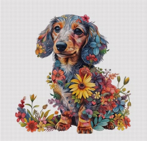 Floral dachshund precision - floral,
