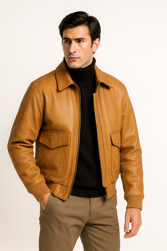 Men genuine leather jacket - men’s,