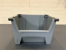Plastic Storage Boxes Bins Grey Nestable Order Picking Scooped Front Stackable
