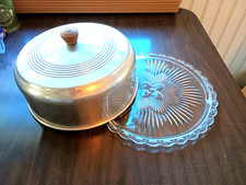 Vtg Aluminum Cake Cover 10"