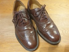 M & S MENS VINTAGE REAL LEATHER BROGUE SHOES LACE UP BROWN SIZE 9.5 WIDE