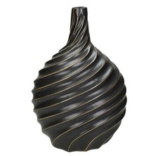 Black ripple vase - black, large