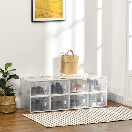 8pcs stackable shoe - shoe, clear