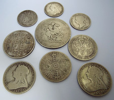 NICE HEAVY 102g COLLECTION 9 SOLID STERLING SILVER GEORGIAN & VICTORIAN COINS