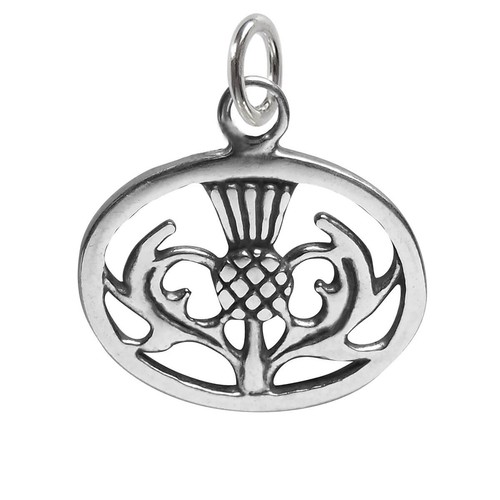 Sterling silver thistle charm - thistle,