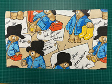 Vintage Paddington Bear ON HOLIDAY Fabric Remnant 25"/64cm x 14"/36cm
