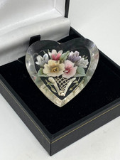 Vintage Lucite Reverse Carved Brooch Heart Flowers Floral Basket Pastel Clear