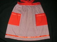 RED GINGHAM APRON WITH POCKETS - VINTAGE KITCHEN - UK MADE