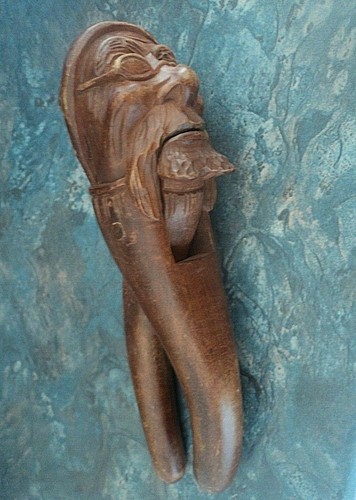 Vintage wood treen nut - vintage, cracker