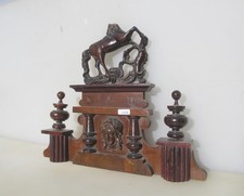 Antique Wooden Top Old Pediment Finial Furniture Wood Victorian 14.75"W