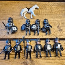 Vintage Playmobil Castle Knights Black Silver  Weapons Horses Bundle Army