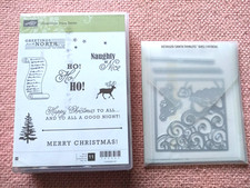 Stampin up! Greetings from Santa Wooden block rubber mounted Stamps and Dies