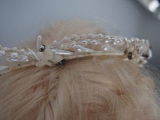 Antique 1920s Wedding Bridal Wax Seed pearl Flower Garland Headdress Tiara