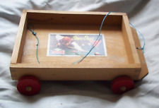 Antique Vintage Old Children's wooden Small Trailer pull along toy used