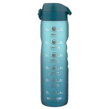Leak Proof 1 Litre Water Bottle with Times to Drink, Recyclon, Teal & Blue, 1L