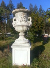 GIANT STONE CAST VASE URN WITH