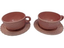 Bordallo Pinheiro Pink Ceramic Cup & Saucer Set Made in Portugal