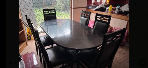 Black oval dining table - black,