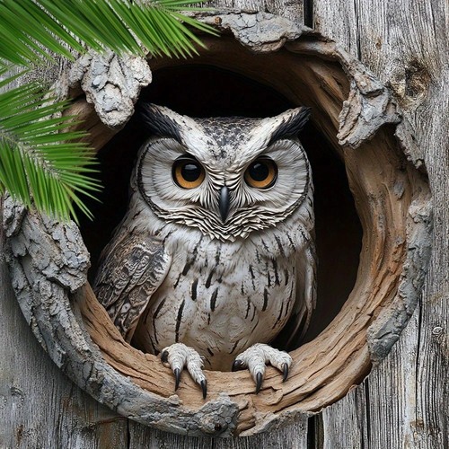 Owl wall art plaque round - wall,