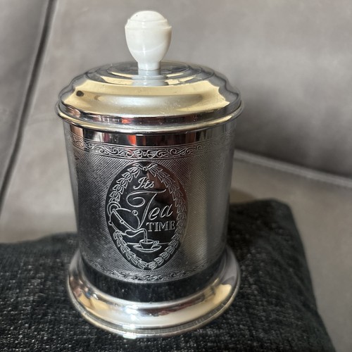 1940s chrome tea caddy - 1940s, tin