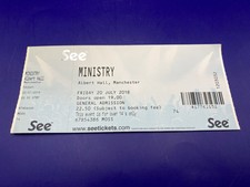 Ministry, Manchester Albert Hall, Gig Ticket 20/7/18