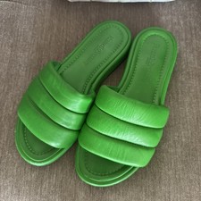 Russell & Bromley Green Leather Sliders Size 39