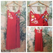WOMENS DRESS RED WRAP SUNRAY