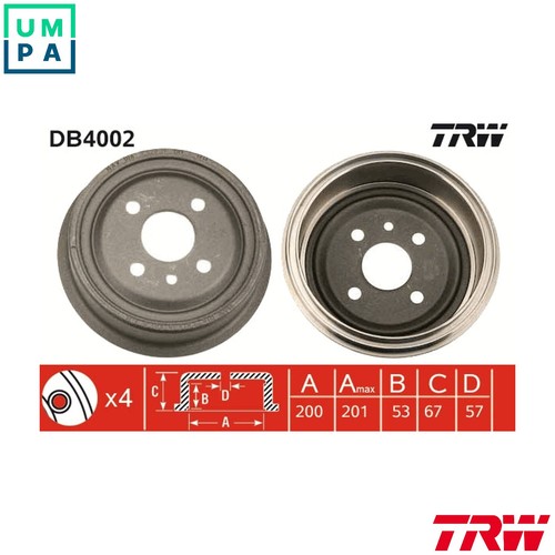 Brake drum db4002 for - 2x,