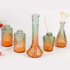 Glass Bud Vase Set of 5, Retro