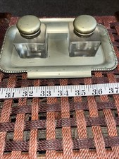 Vintage Inkwell Double On Pen Tray