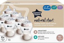 Tommee Tippee Baby Bottles Set Self-Sterilising Anti-Colic 260ml Pack of 6