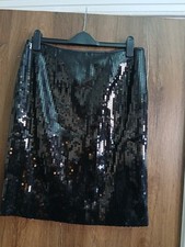 Black Heavy Sequin Pencil Skirt.Size 16.