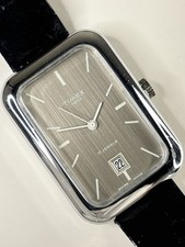 TIMEX 100 Vintage 1970’s Men’s Manual Date Rectangle Tank Silver Dress Watch