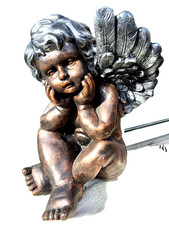 BRONZE EFFECT SITTING CHERUB