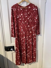 Hobbs Jersey Fara Dress 16 Red With Cats New Without Tags